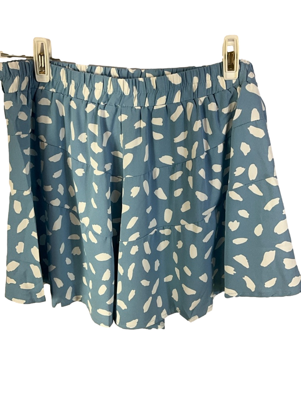 Umgee Lightweight Elastic Waist Blue and White Polka Dot Print Shorts Size 1XL - Picture 2 of 6